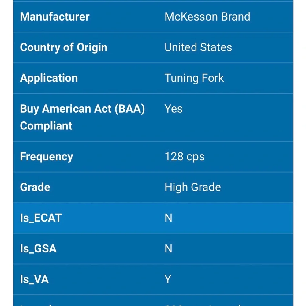 McKesson Argent Aluminum Alloy Tuning Fork 128 CPS 8 Inch NEW - Picture 6 of 6